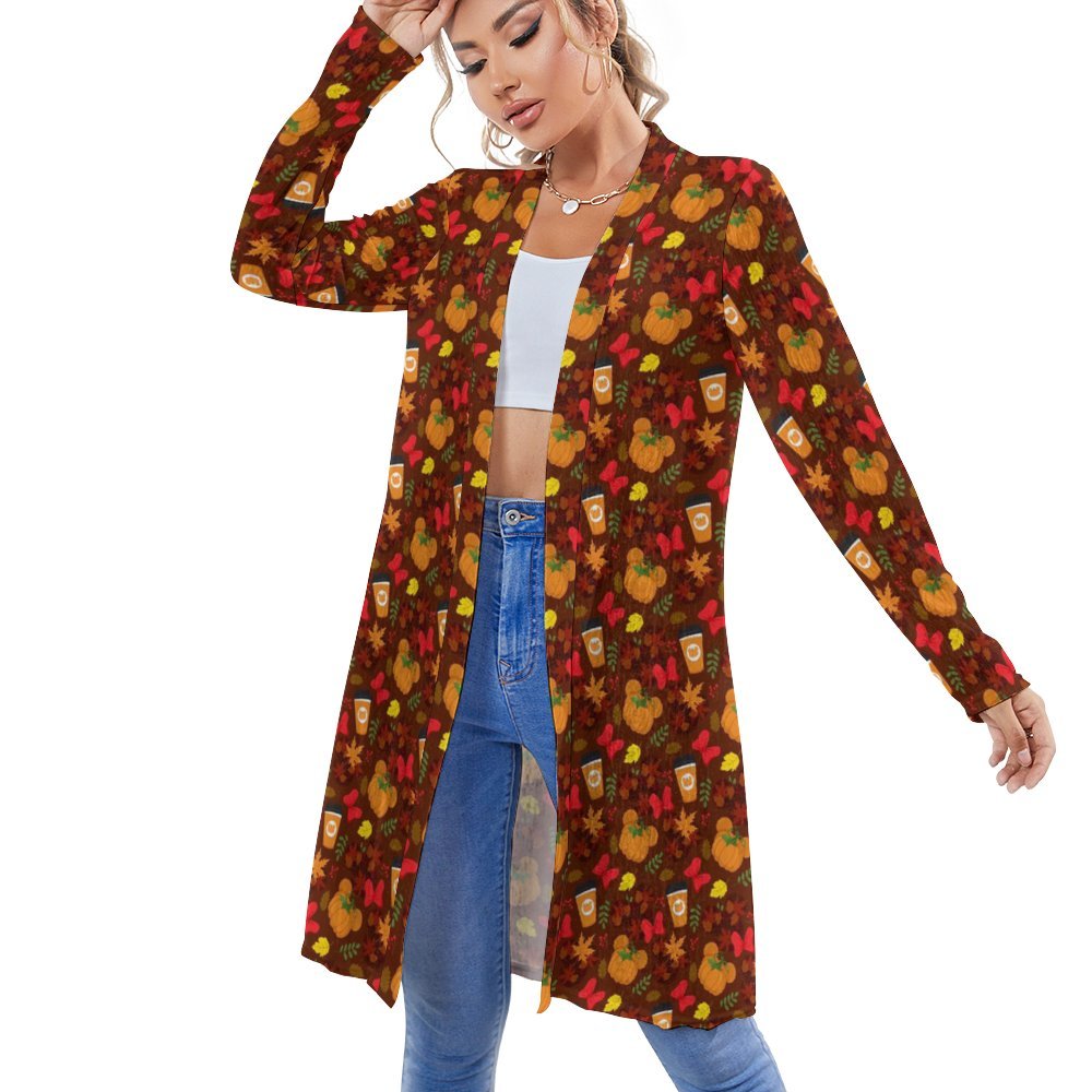 Fall Pumpkins Women's Mid-Length Cardigan