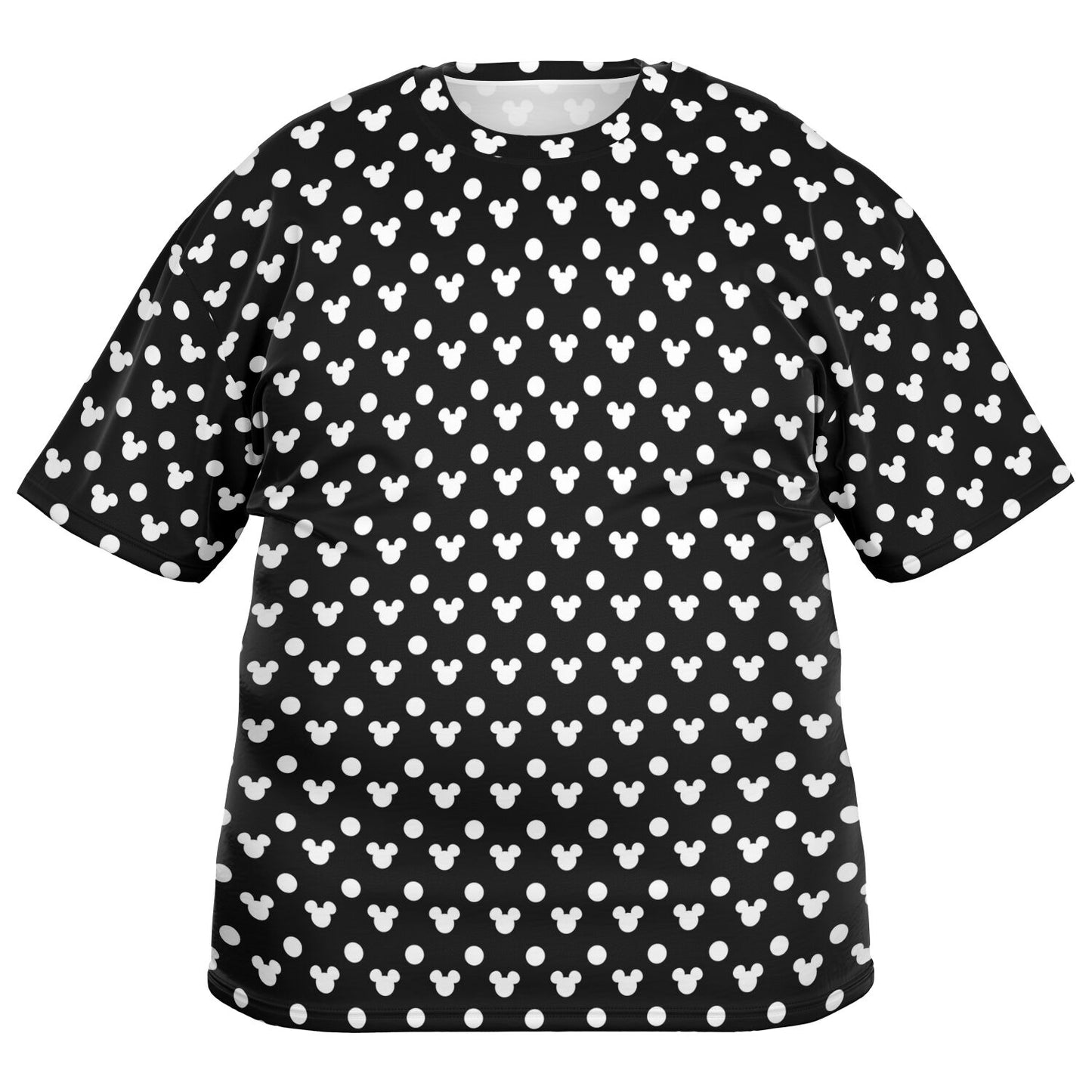 Black With White Mickey Polka Dots Unisex Plus-size T-Shirt