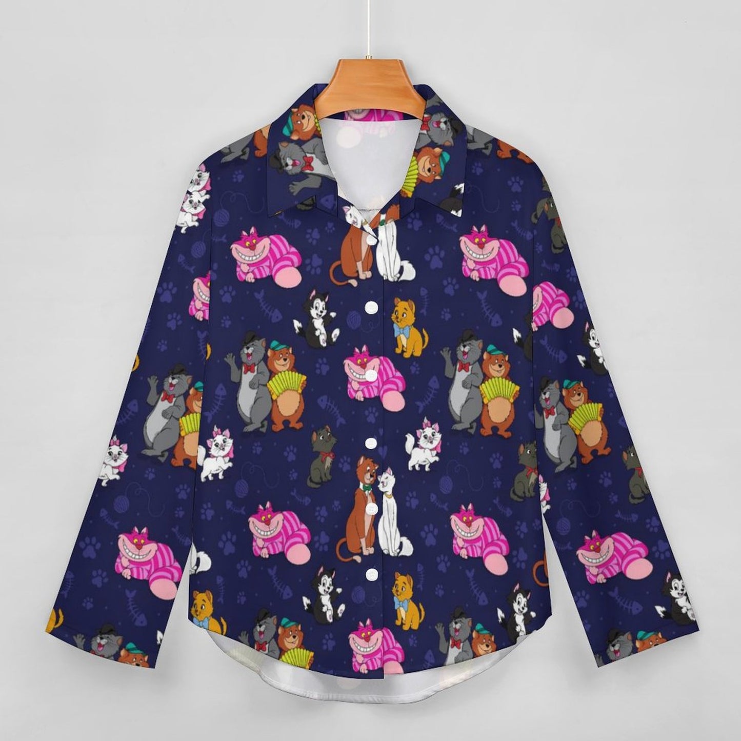 Cat Favorites Long Sleeve Button Up Blouse