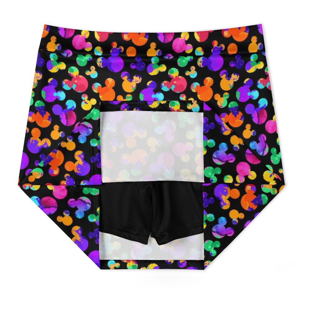 Watercolor Athletic A-Line Skirt With Pocket Solid Shorts