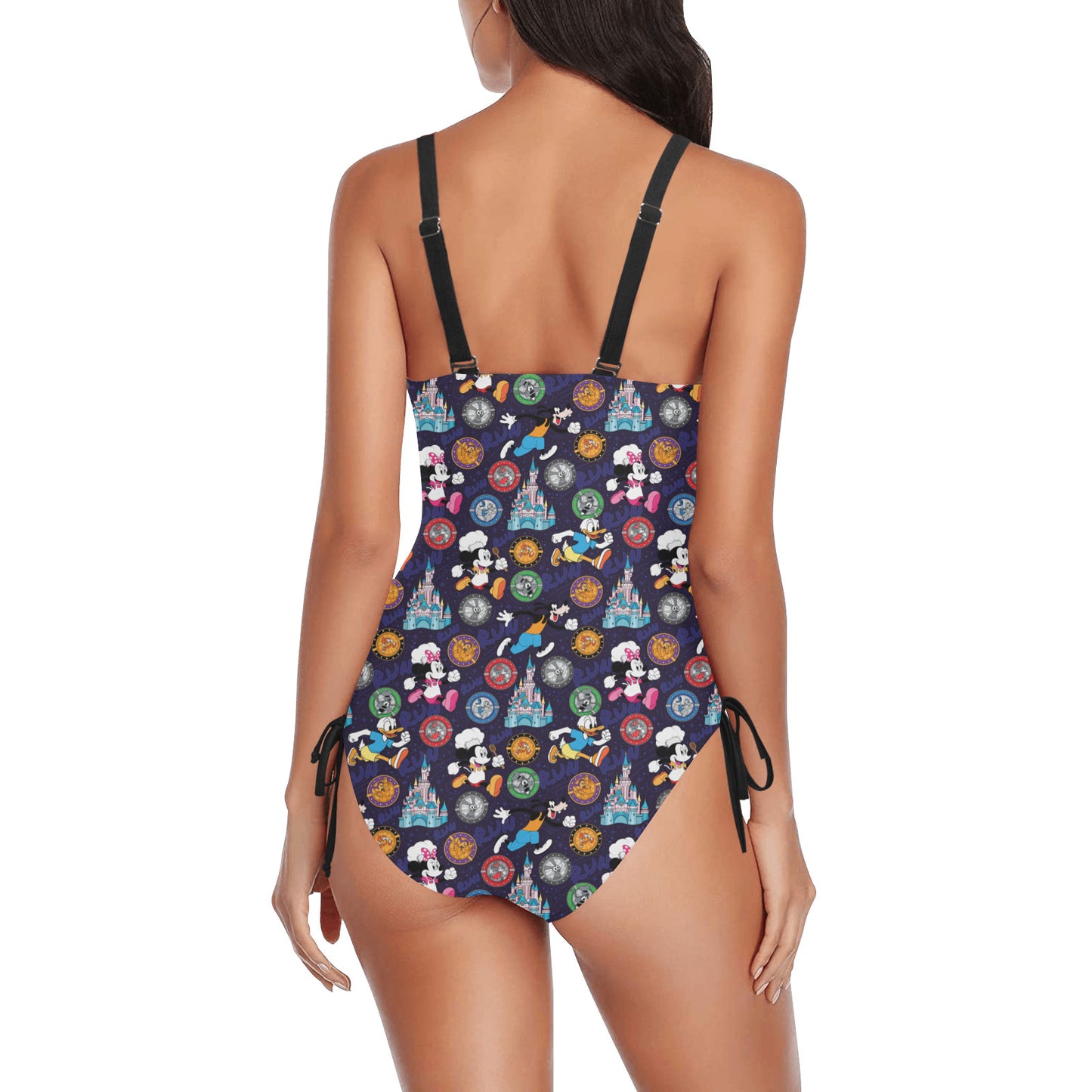 Mickey Wine And Dine Race Drawstring Side Women's One-Piece Swimsuit