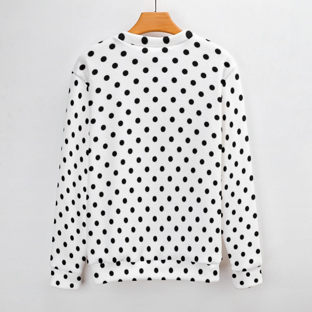 White With Black Polka Dots Unisex Crewneck Sweater