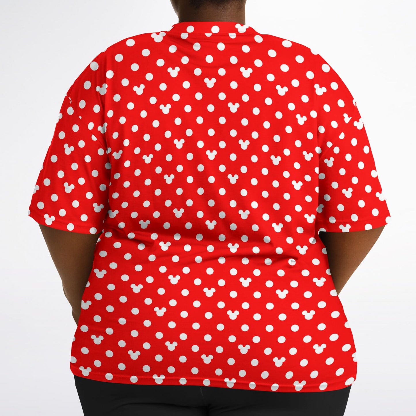 Red With White Mickey Polka Dots Unisex Plus-size T-Shirt