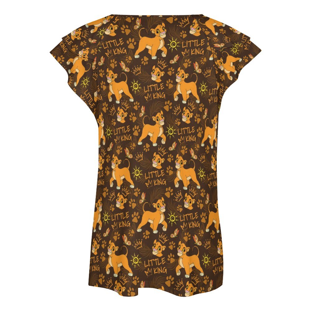 Disney Lion King Little King Women's Ruffle Sleeve V-Neck T-Shirt