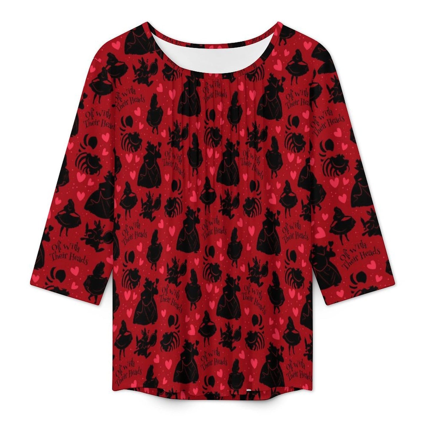 Off With Their Heads Women's 3/4 Sleeve Pleated Tunic Top - Ambrie