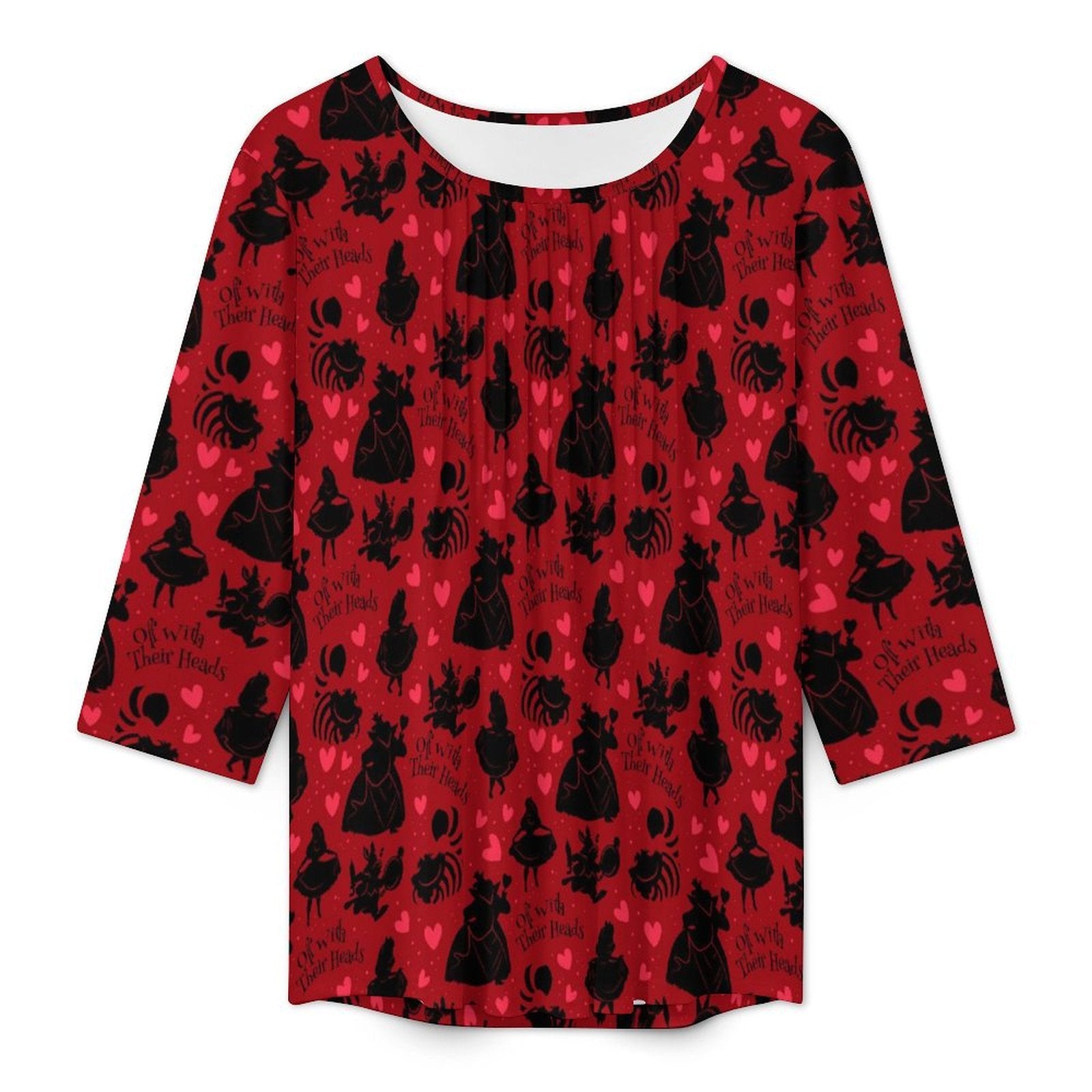 Off With Their Heads Women's 3/4 Sleeve Pleated Tunic Top - Ambrie