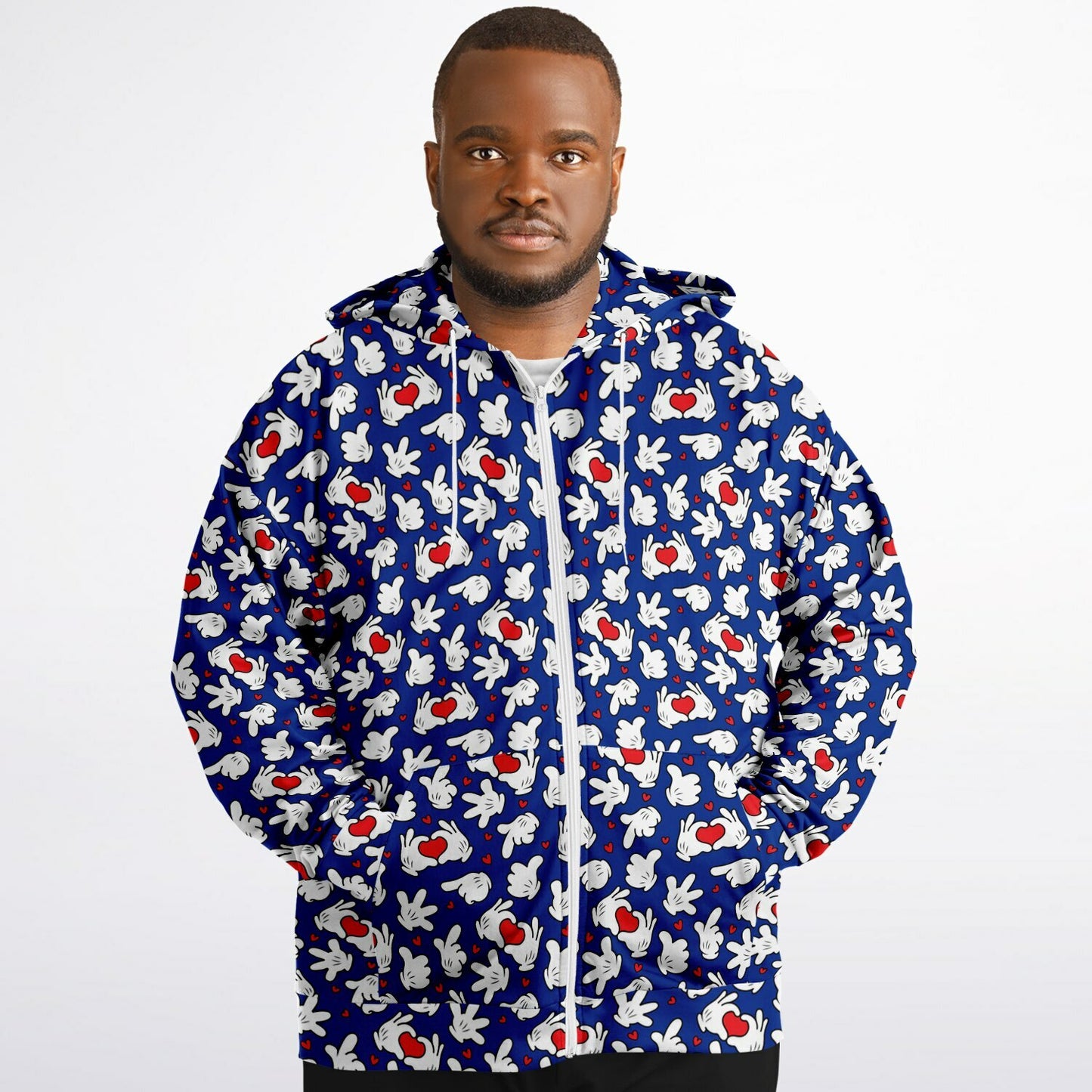 Happy Hands Plus-size Unisex Zip Hoodie