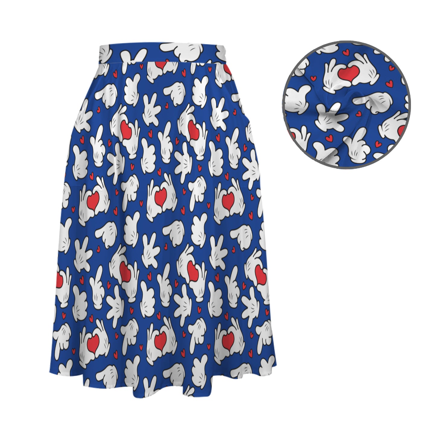 Happy Hands Elastic Waist Midi Skirt With Pockets