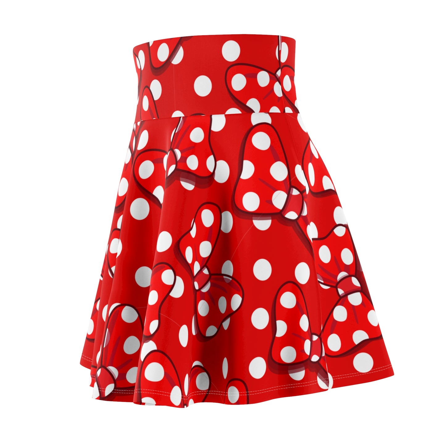 Polka Dots With Red Bows Skater Skirt