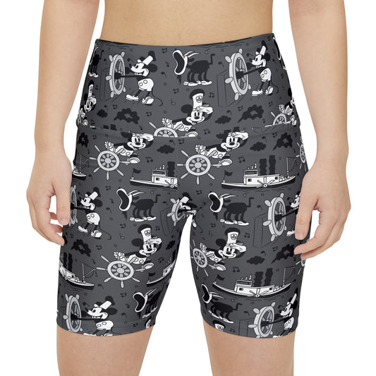 Steamboat Mickey Women's Athletic Workout Shorts