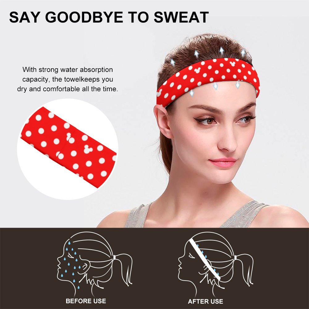 Red With White Mickey Polka Dots Sports Sweat Headband