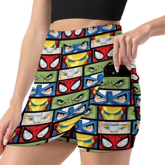 Super Heroes Eyes Athletic A-Line Skirt With Pocket
