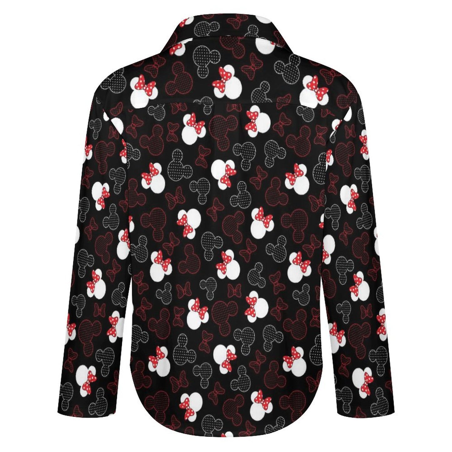 Mickey And Minnie Dots Long Sleeve Button Up Blouse