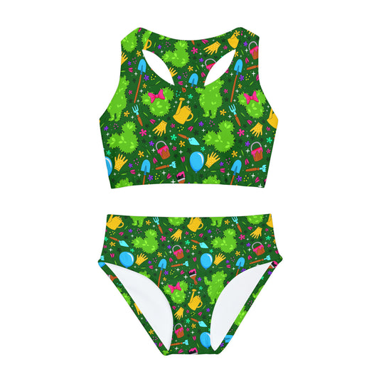 Flower And Garden Girls Two Piece Swimsuit