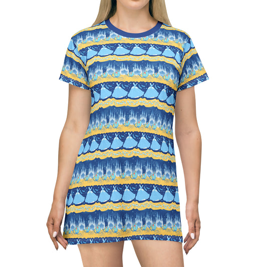 Disney Cinderella Midnight Princcess Line All Over Print T-Shirt Dress