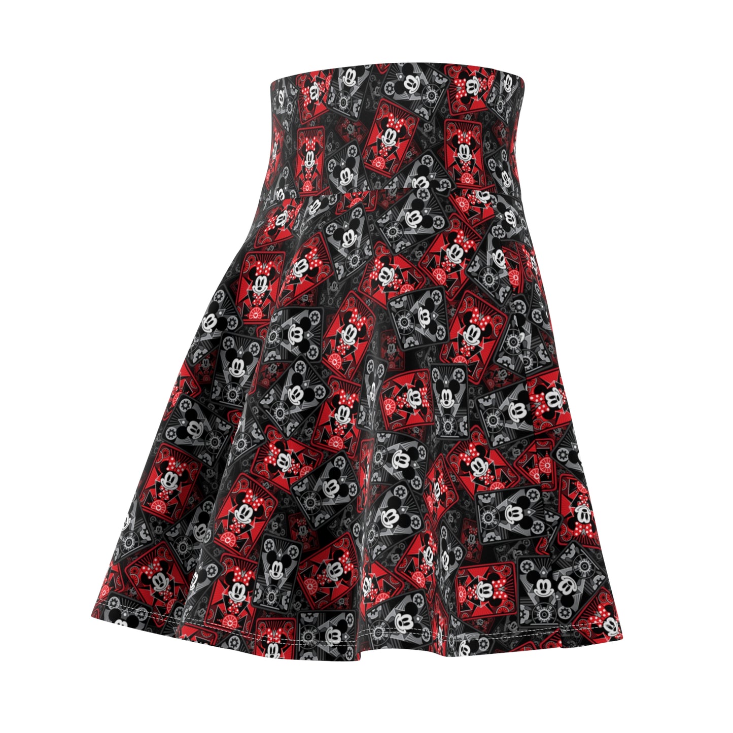 Steamboat Mickey And Minnie Cards Women's Skater Skirt