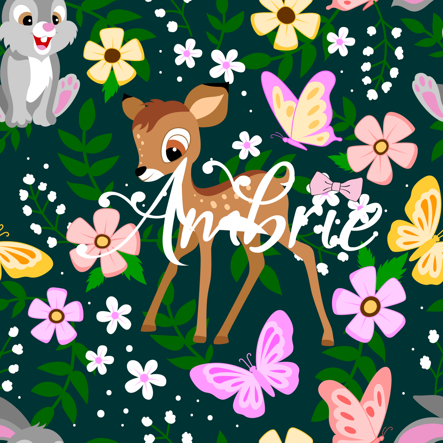Bambi  Seamless Pattern, Magical Cartoon Seamless pattern, Fabric Sublimation