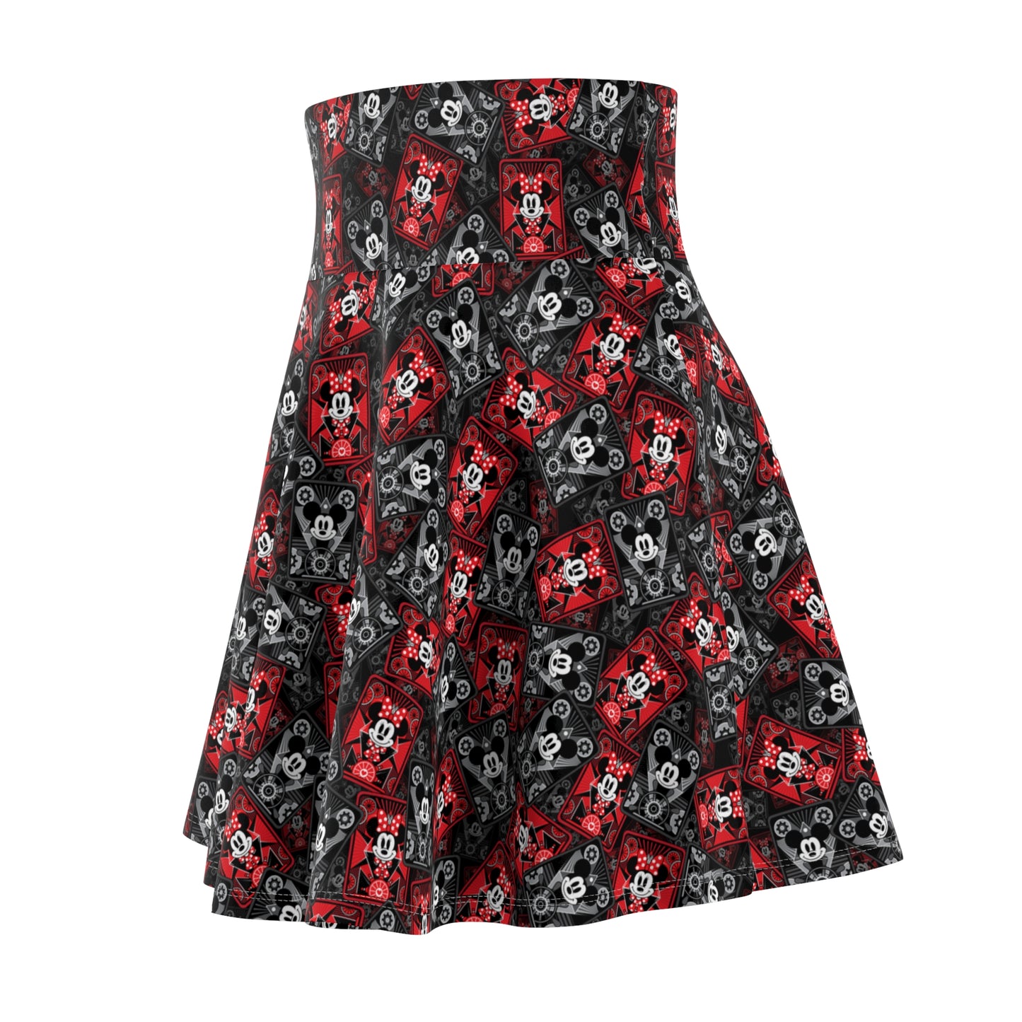 Steamboat Mickey And Minnie Cards Women's Skater Skirt