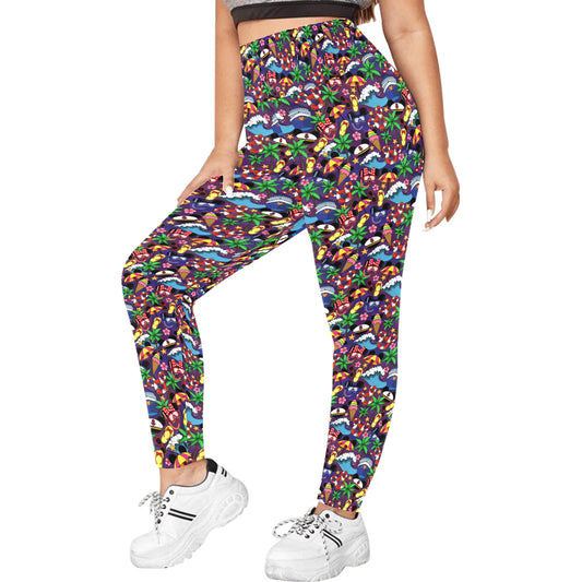 Mickey And Minnie Cruise Women's Plus Size Athletic Leggings