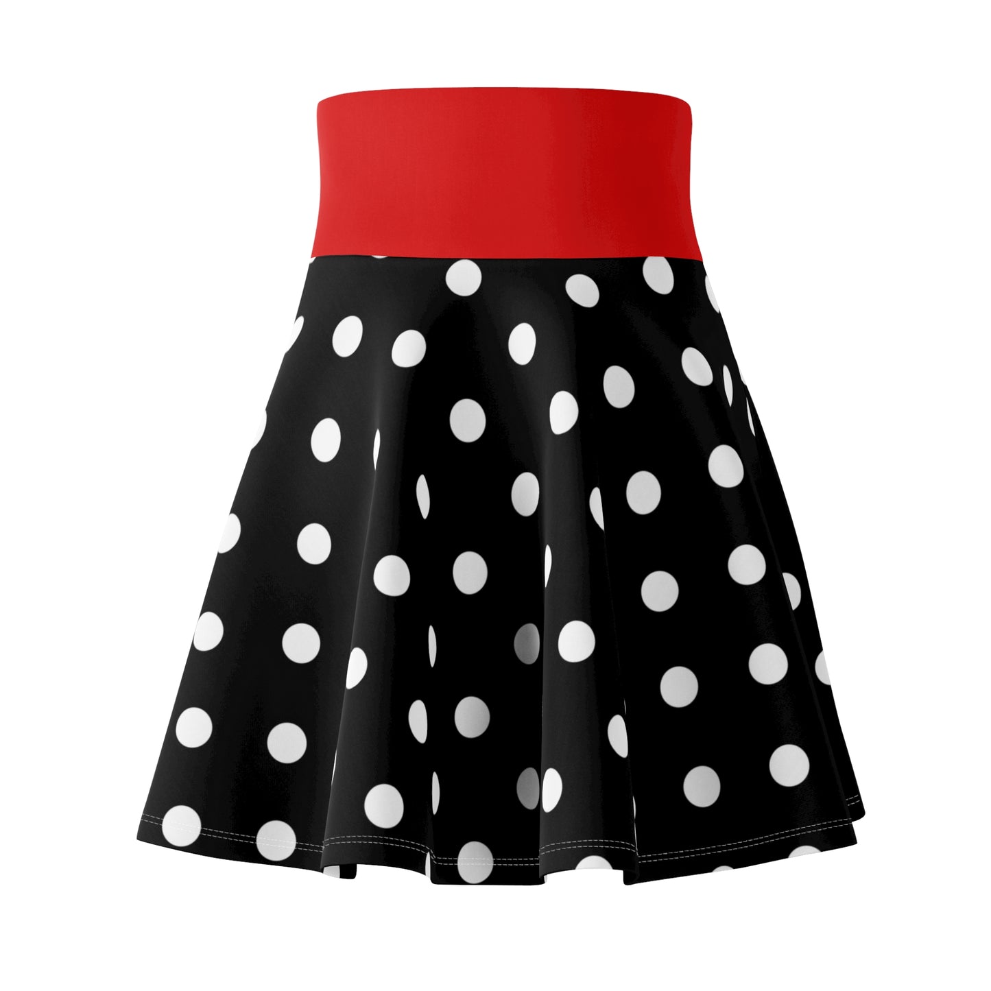 Black With White Polka Dots Women's Skater Skirt