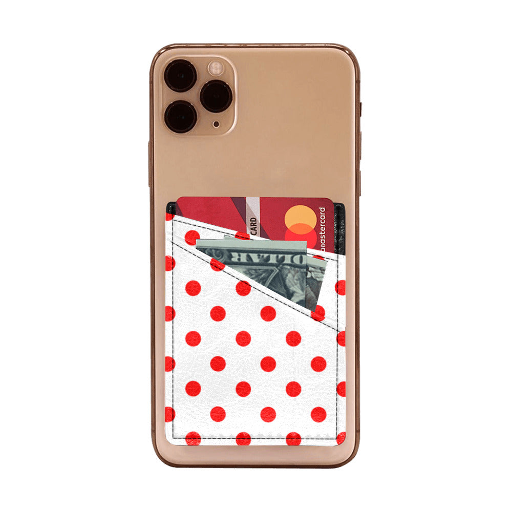 White With Red Polka Dots Cell Phone Card Holder