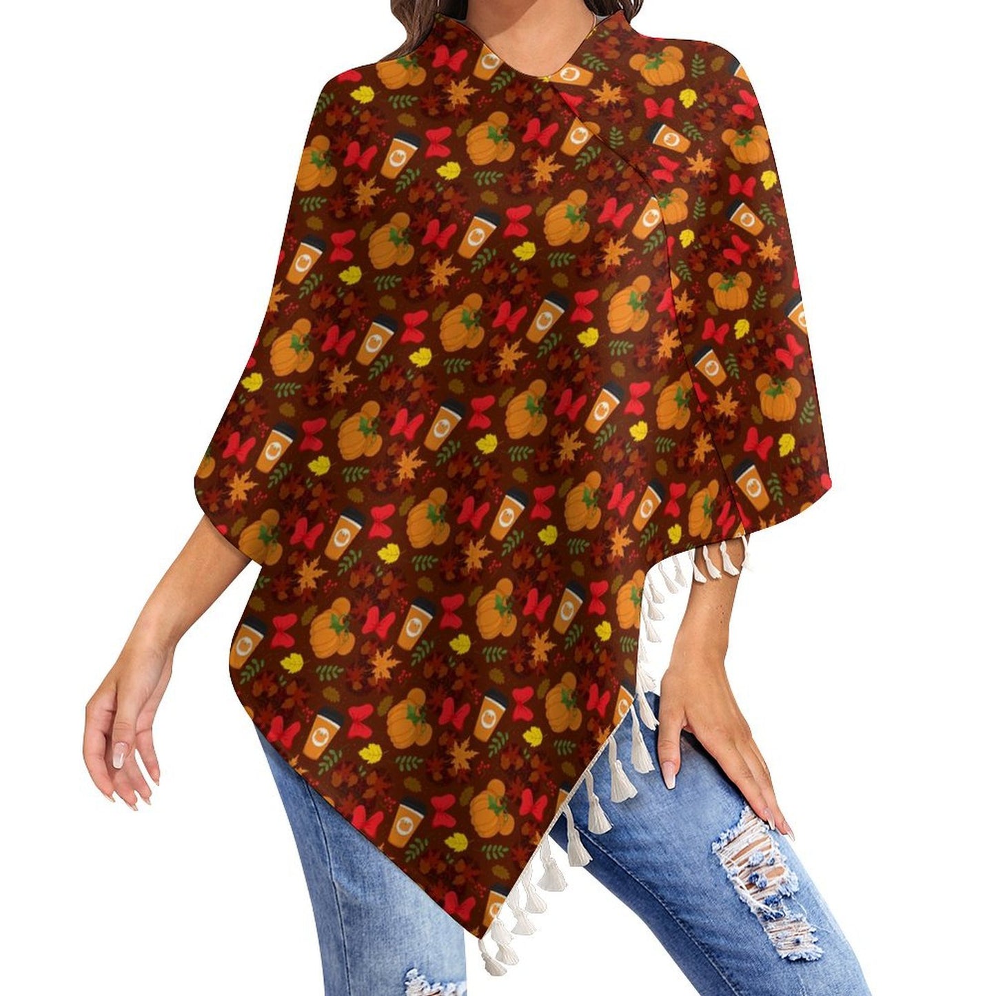 Fall Pumpkins Tassel Cape