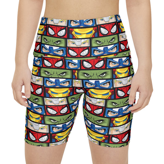 Super Heroes Eyes Women's Athletic Workout Shorts