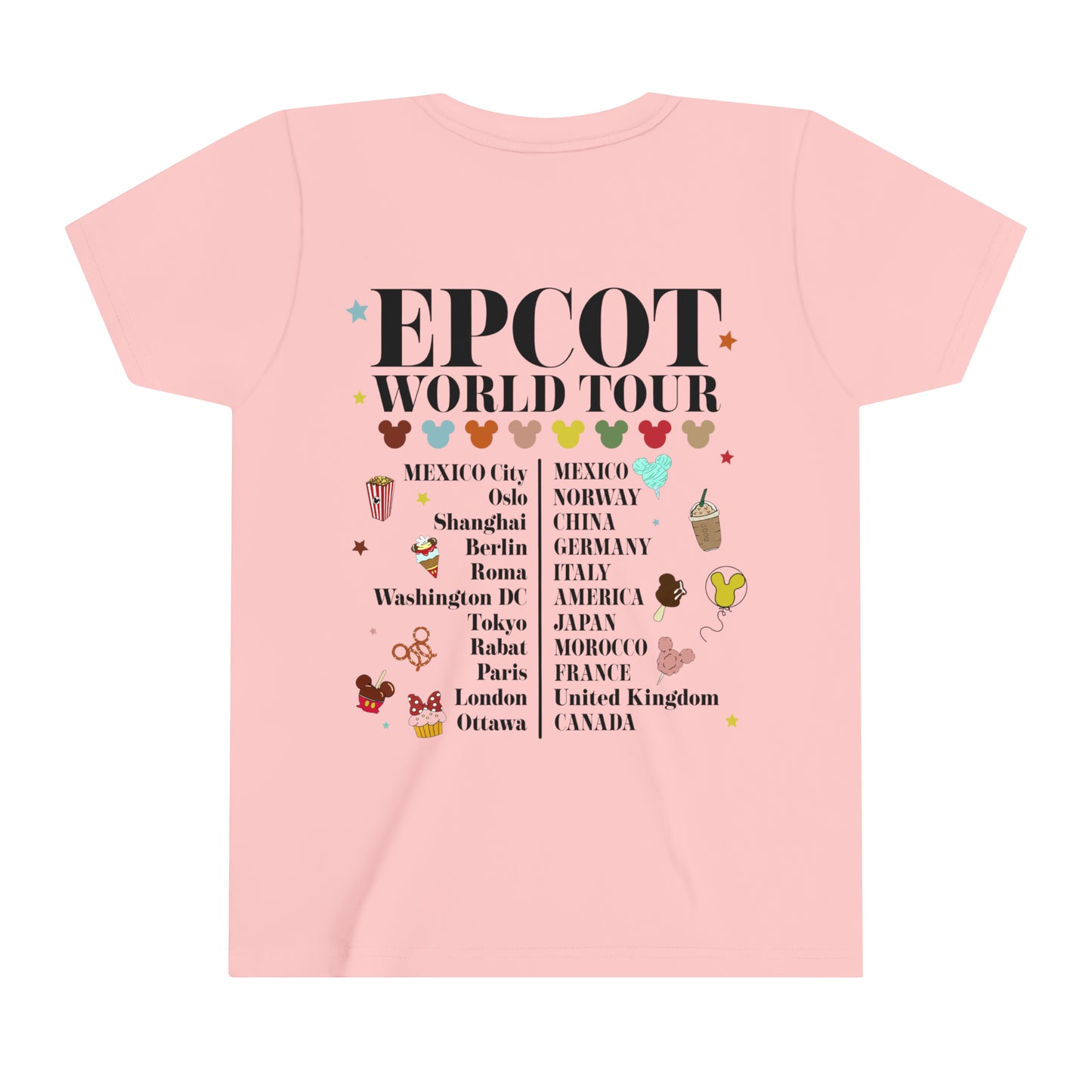 Epcot World Tour Dark Youth Short Sleeve T-Shirt