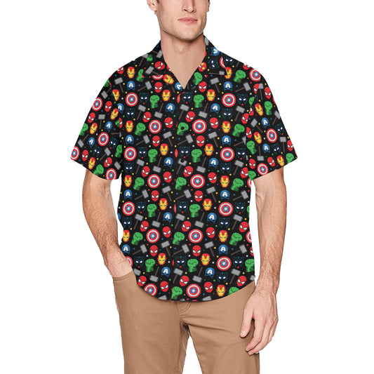 Super Heroes Hawaiian Shirt With Chest Pocket