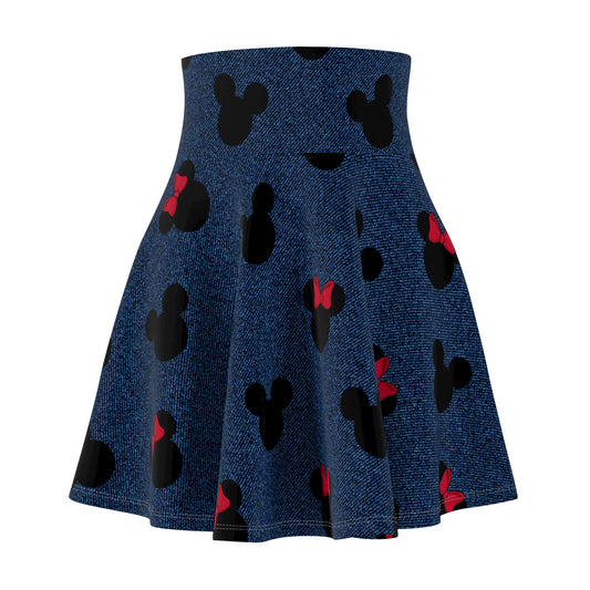 Denim Mice Women's Skater Skirt