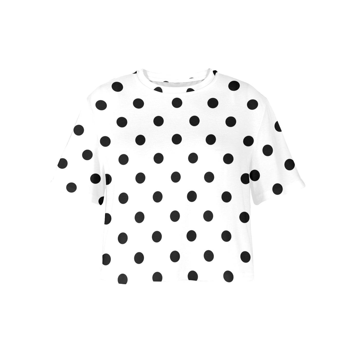 White With Black Polka Dots Women's Cropped T-shirt