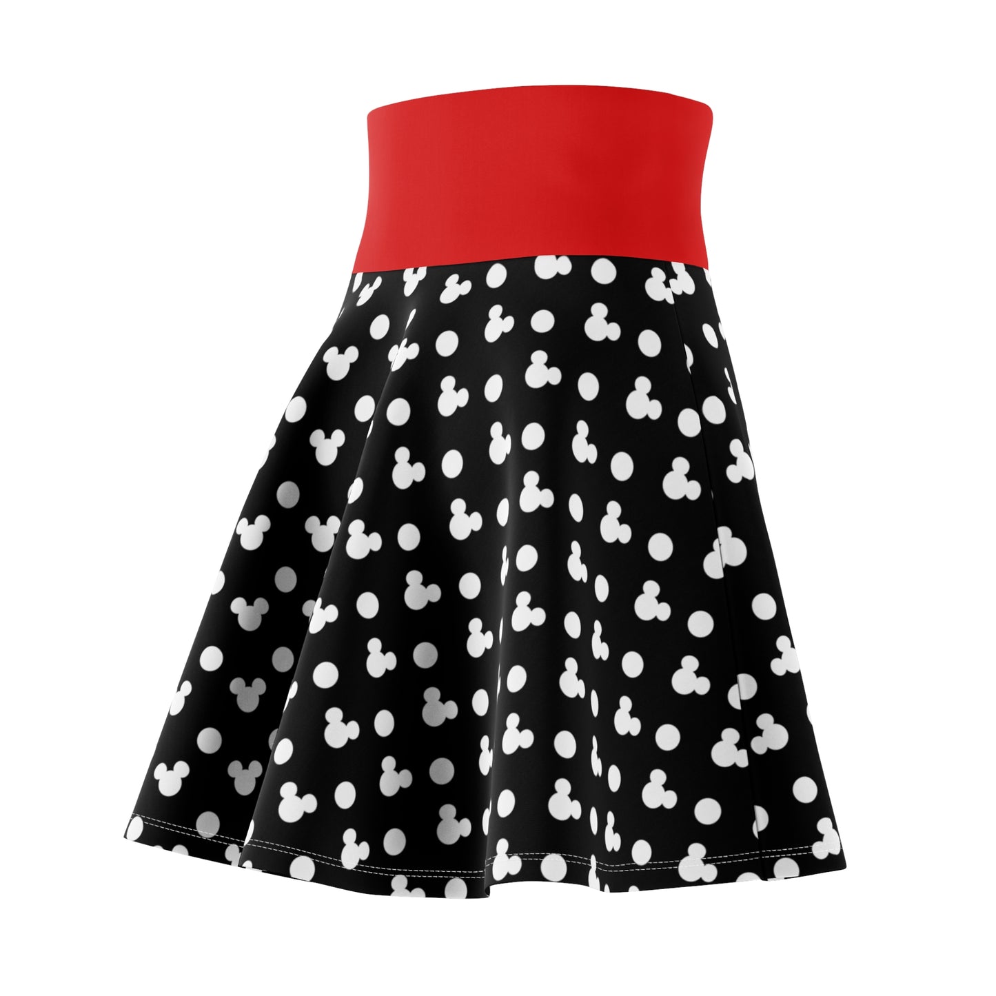 Black With White Mickey Polka Dots Women's Skater Skirt