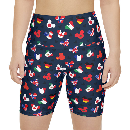 Mickey Flags Women's Athletic Workout Shorts