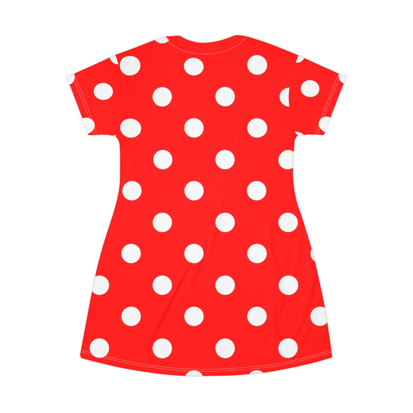 Red With White Polka Dots T-Shirt Dress