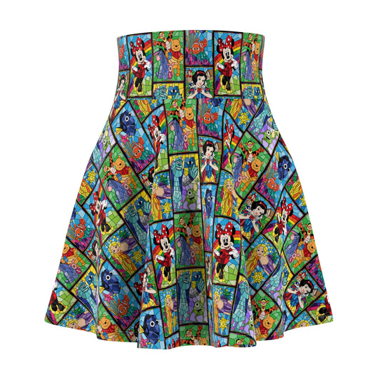 Stained Glass Characters Women's Skater Skirt