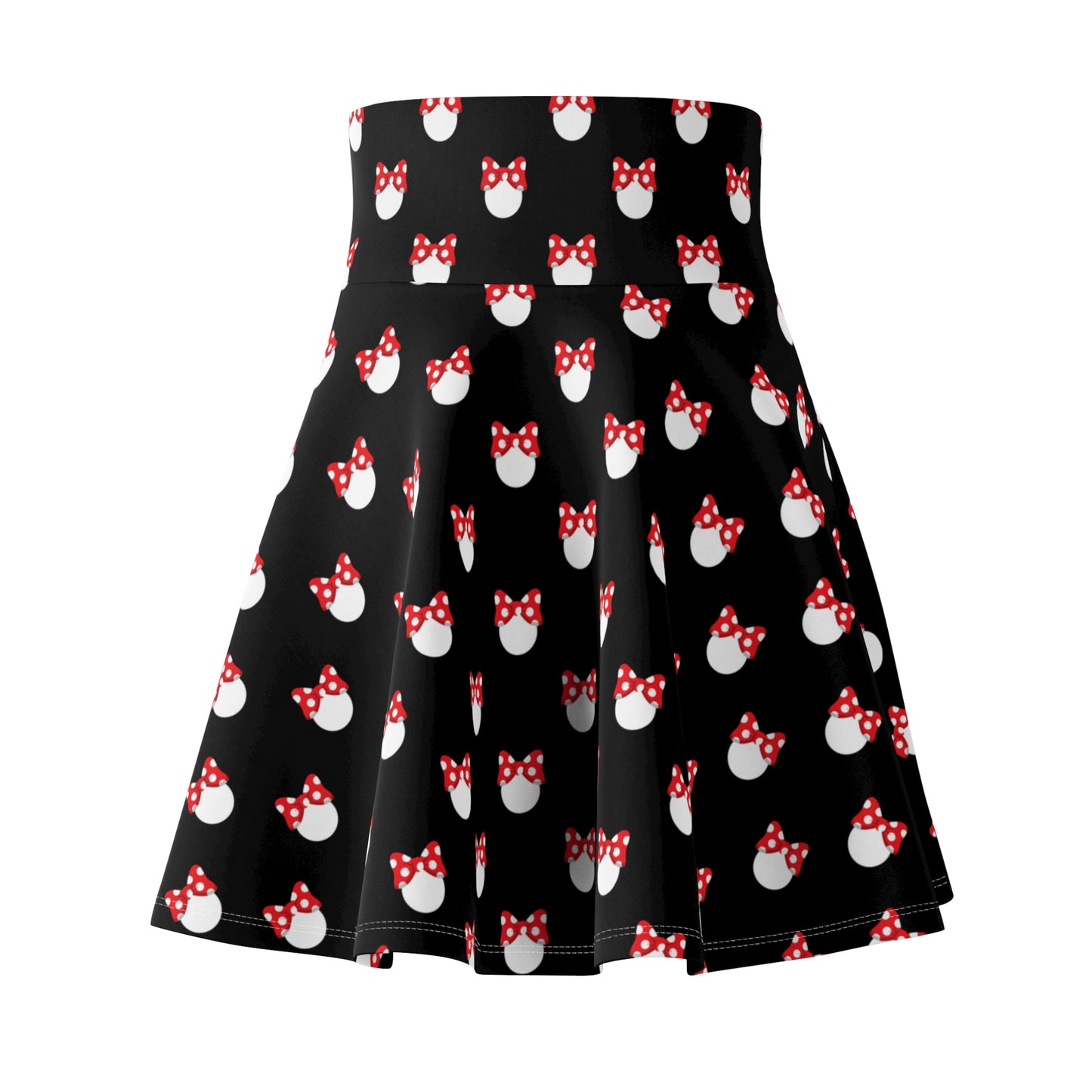 White Polka Dot Red Bow Women's Skater Skirt