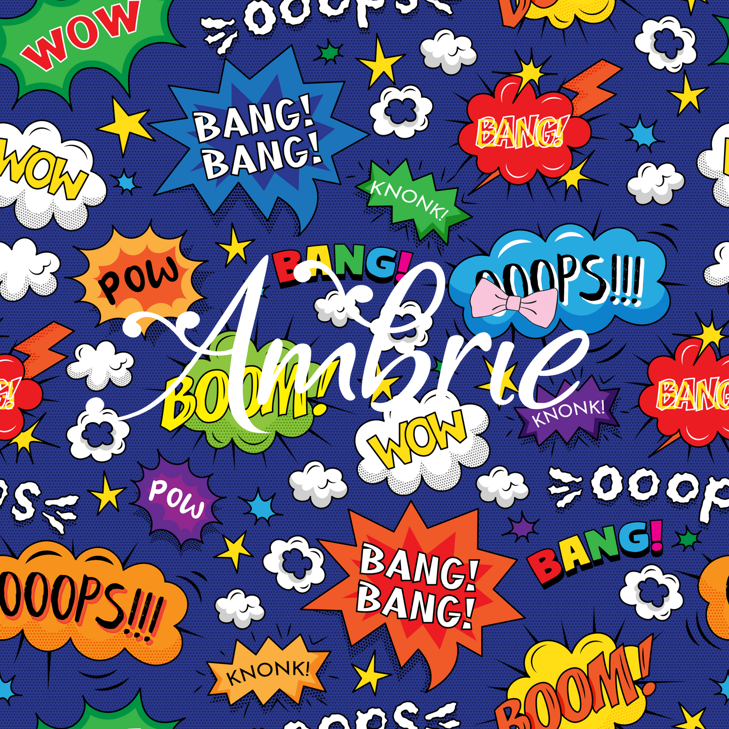 Action Words Seamless Pattern, Magical Cartoon Seamless pattern, Fabric Sublimation