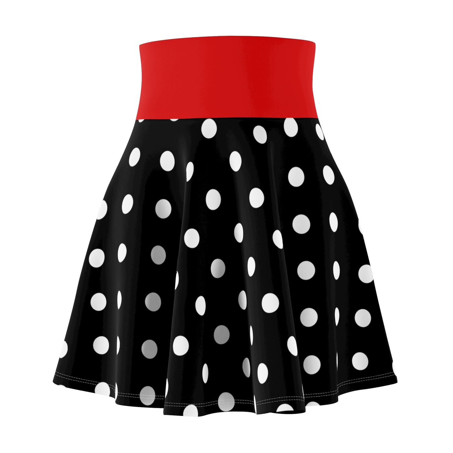 Black With White Polka Dots Women's Skater Skirt