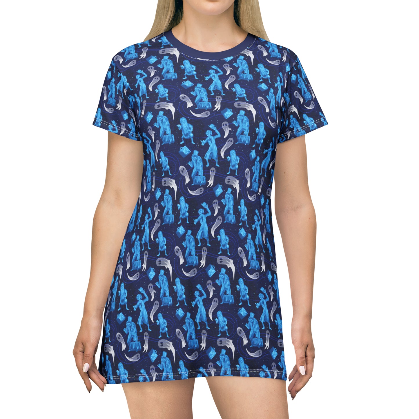 Disney Haunted Mansion Hitchhiking Ghosts All Over Print T-Shirt Dress