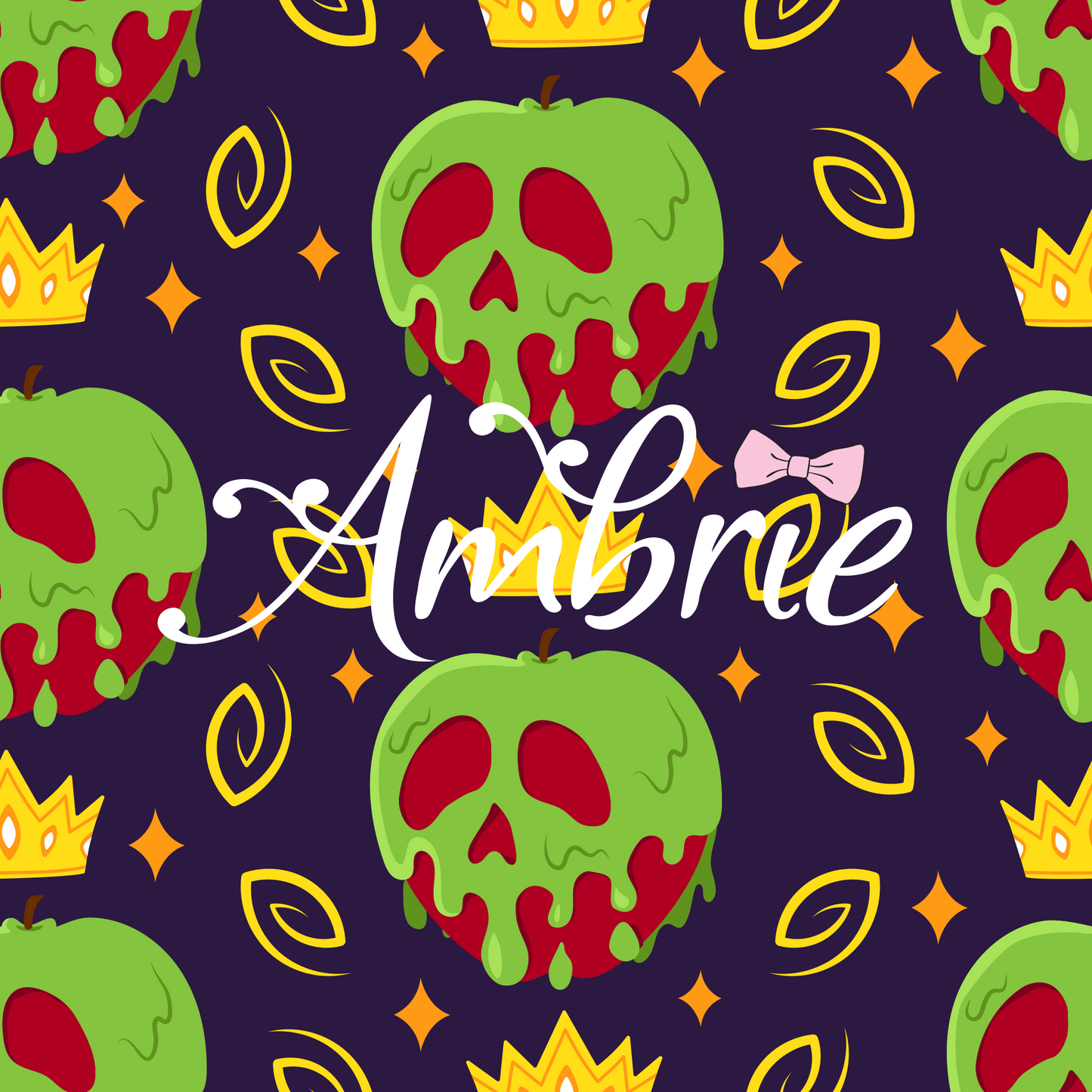 Evil Apple Seamless Pattern, Magical Cartoon Seamless pattern, Fabric Sublimation