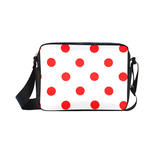 White With Red Polka Dots Classic Cross-body Nylon Bag