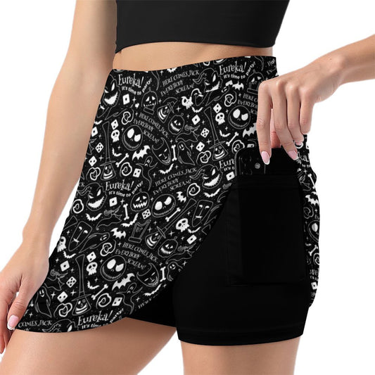 Everybody Scream Athletic A-Line Skirt With Pocket Solid Shorts