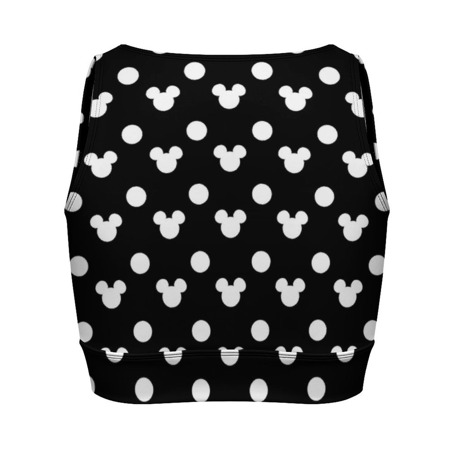 Black With White Mickey Polka Dots Women's Yoga Zipper Vest - Ambrie