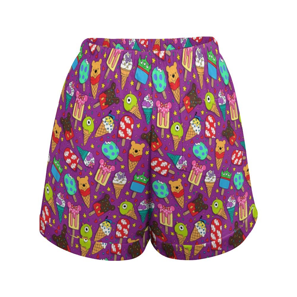 Ice Cream Women's High-Waisted Loose Shorts With Pockets