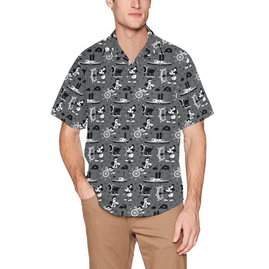 Steamboat Mickey Hawaiian Shirt With Chest Pocket