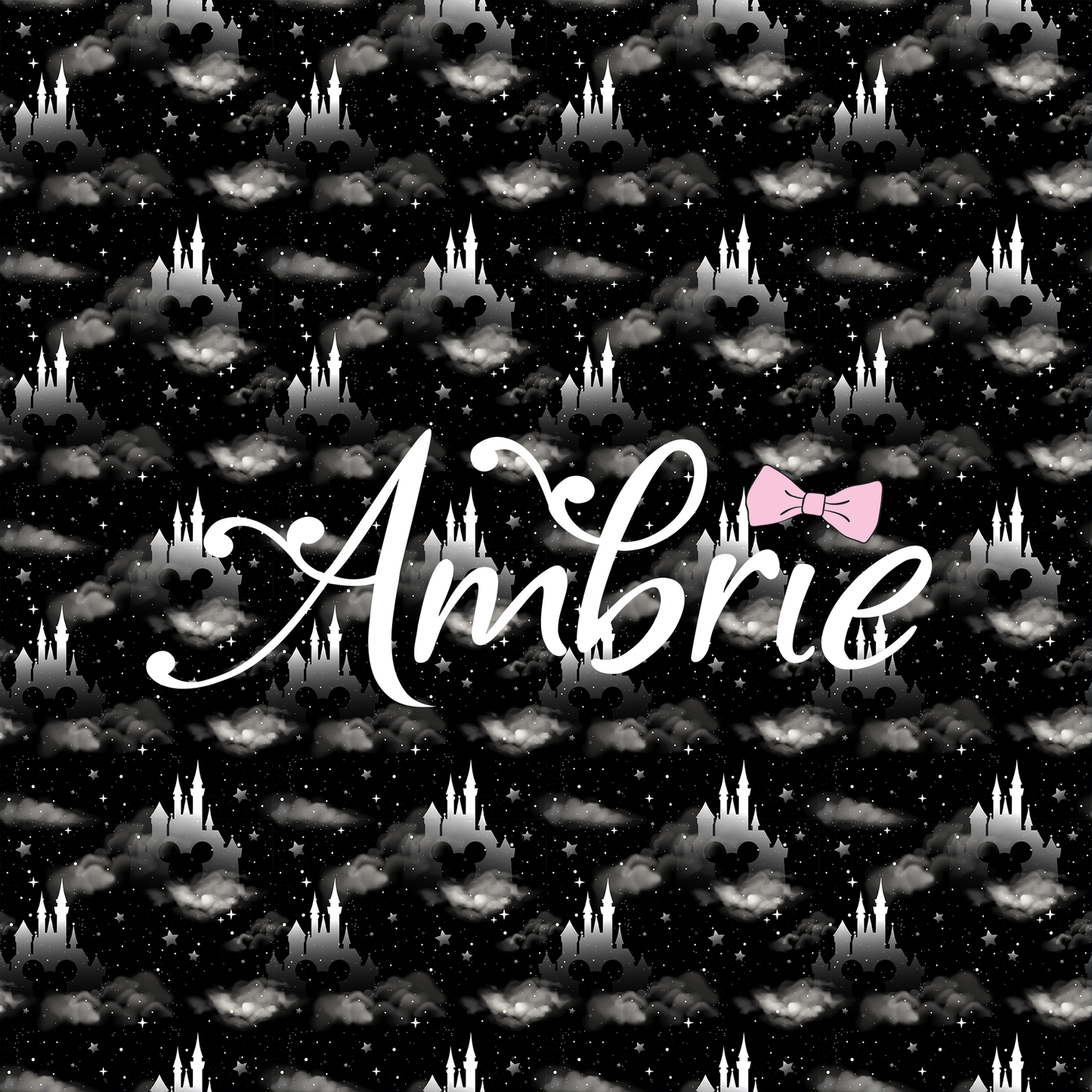 Black And White Castles Seamless Pattern, Magical Cartoon Seamless pattern, Fabric Sublimation