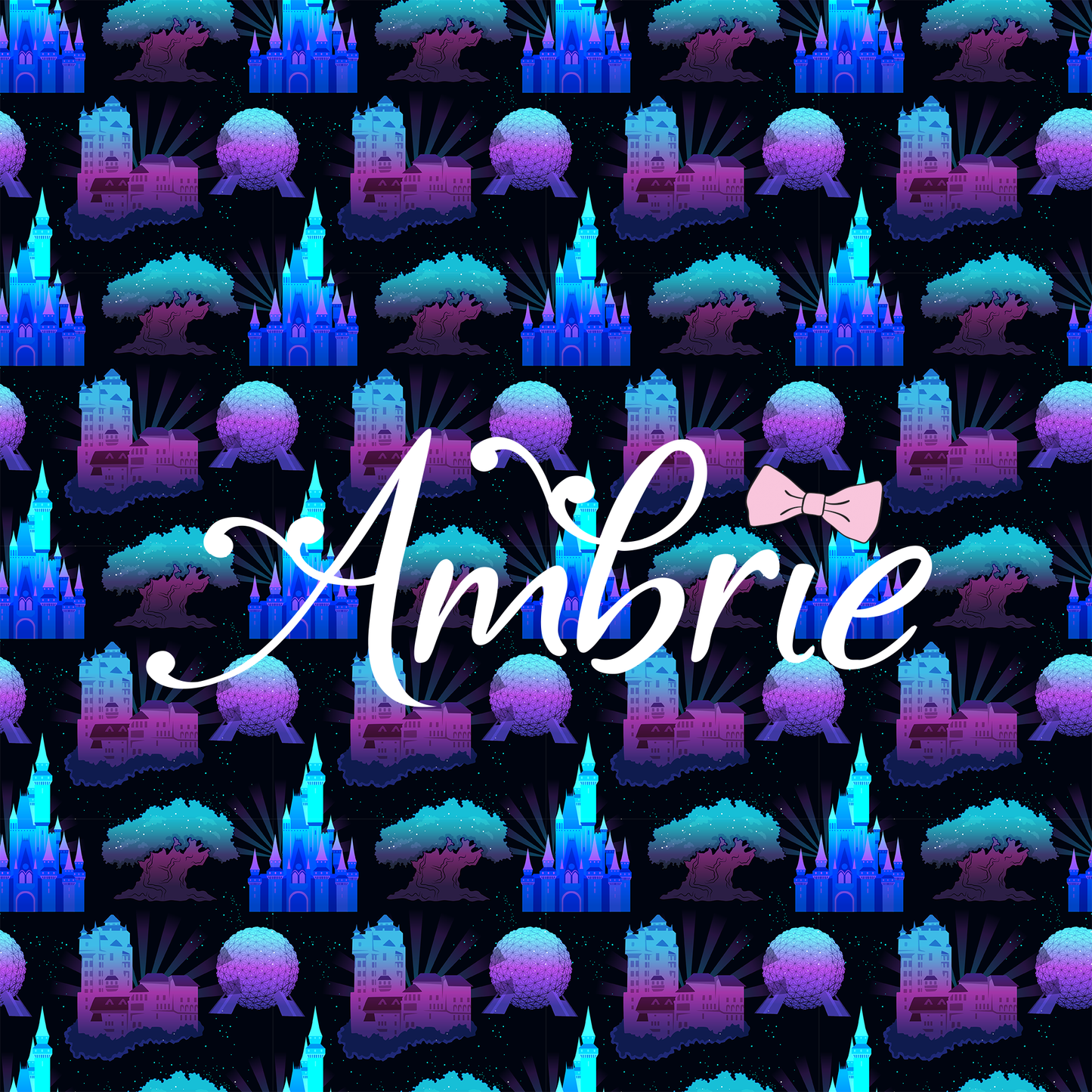 Parks At Night Seamless Pattern, Magical Cartoon Seamless pattern, Fabric Sublimation