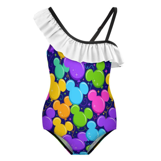 Park Balloons Girls Flounce One-Piece Swimsuit