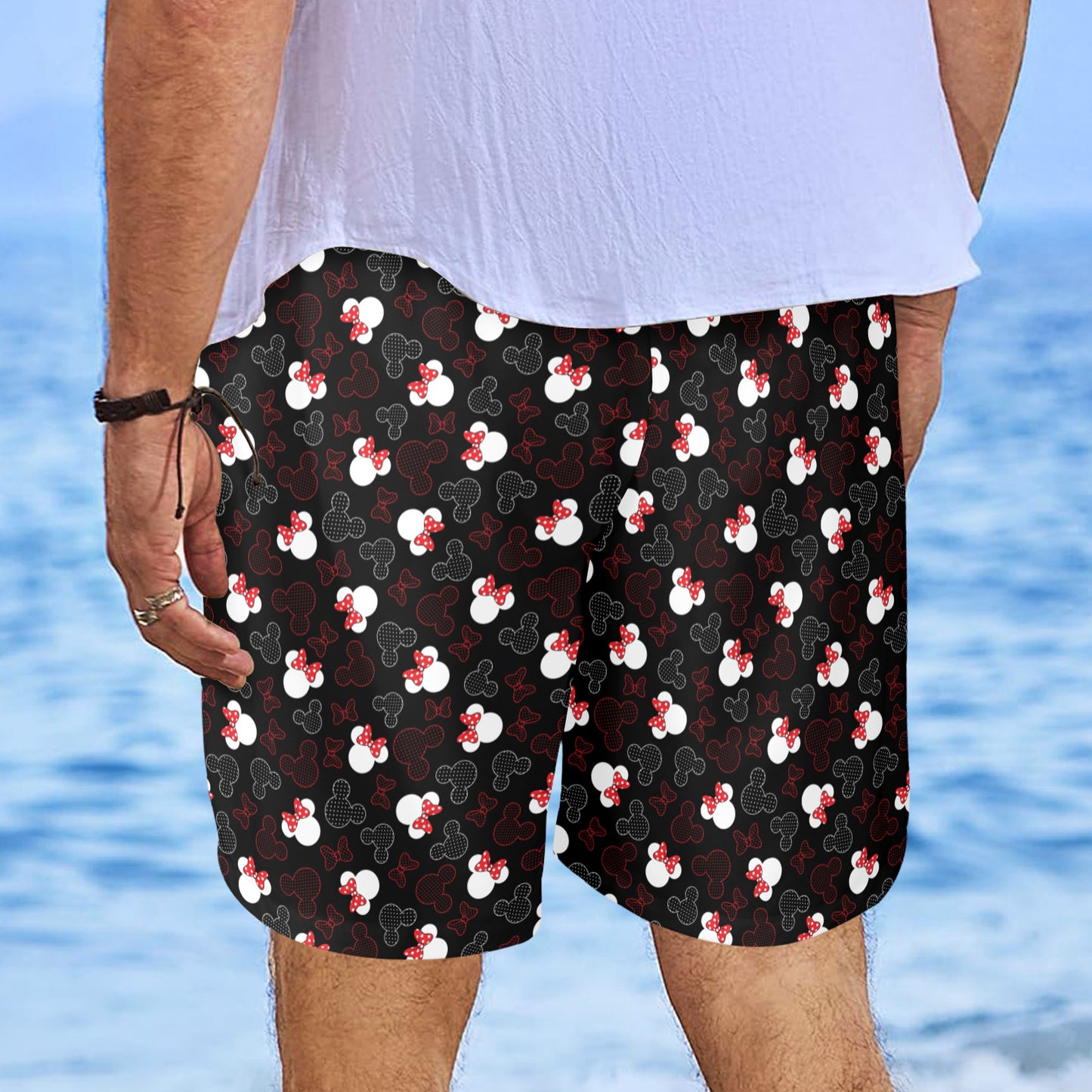 Mickey And Minnie Dots Men's Swim Trunks Swimsuit