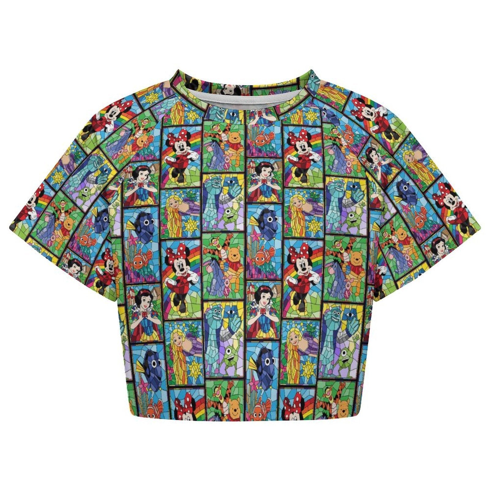 All Over Print Cropped Ralgan T-Shirt - Ambrie